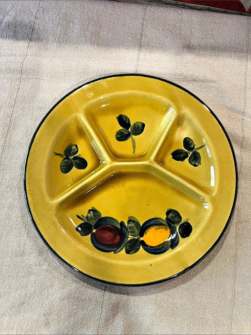 Metlox Poppytrail Divided Floral Relish Dish Yellow